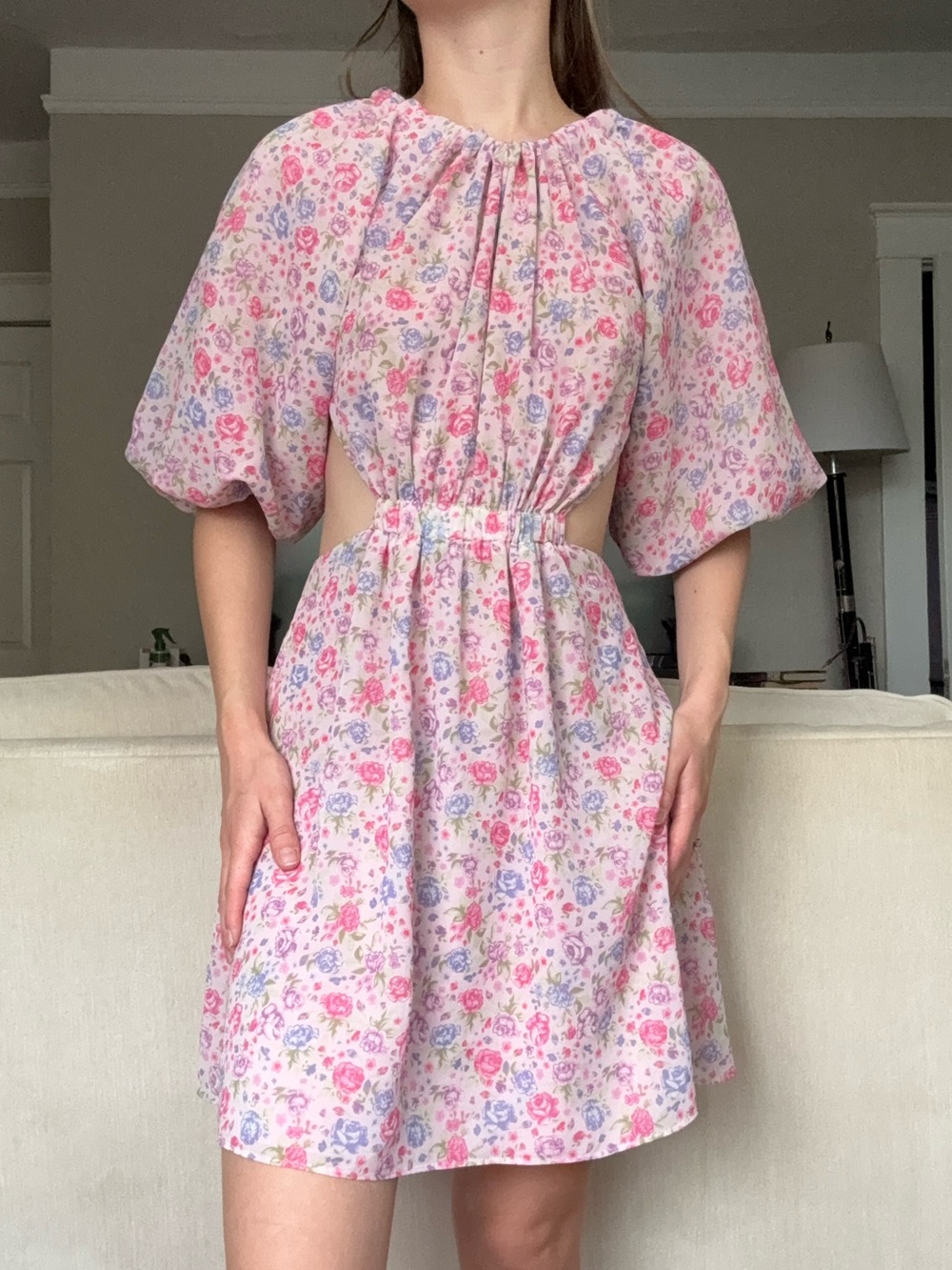 LPA Revolve Katie Devon Pink Floral Open Back Mini Dress